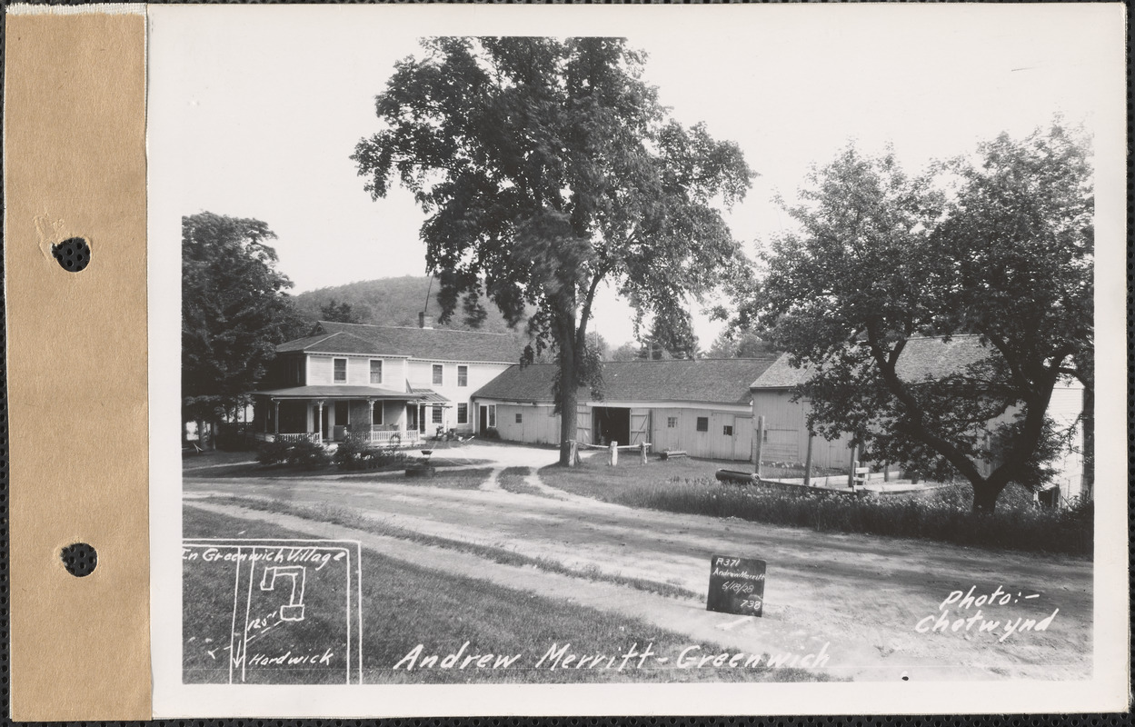 Andrew Merritt, house, barn, and shed, Greenwich Village, Greenwich, Mass., June 18, 1928