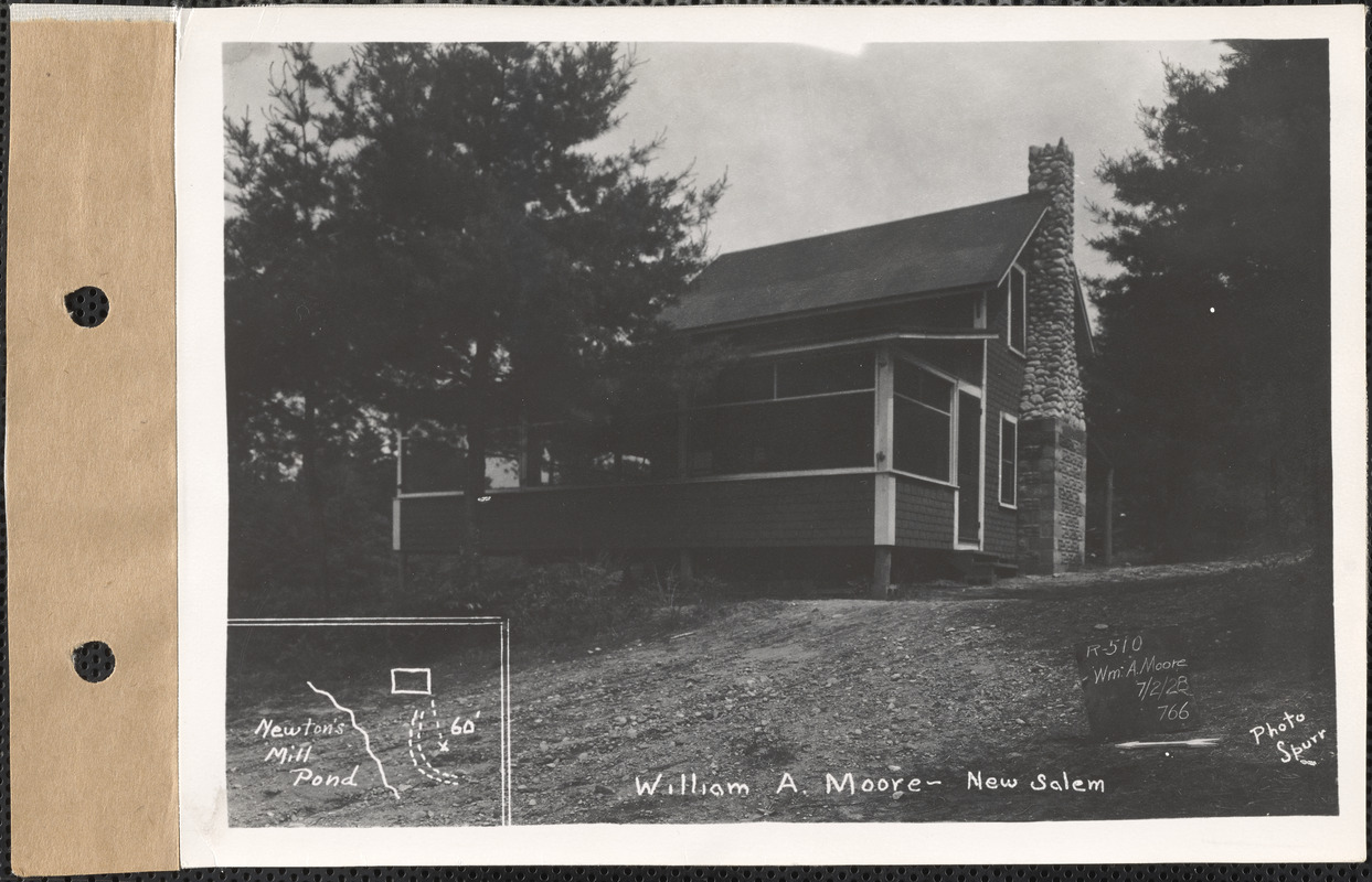 William A. Moore, camp, Newton's Mill Pond, New Salem, Mass., July 2, 1928