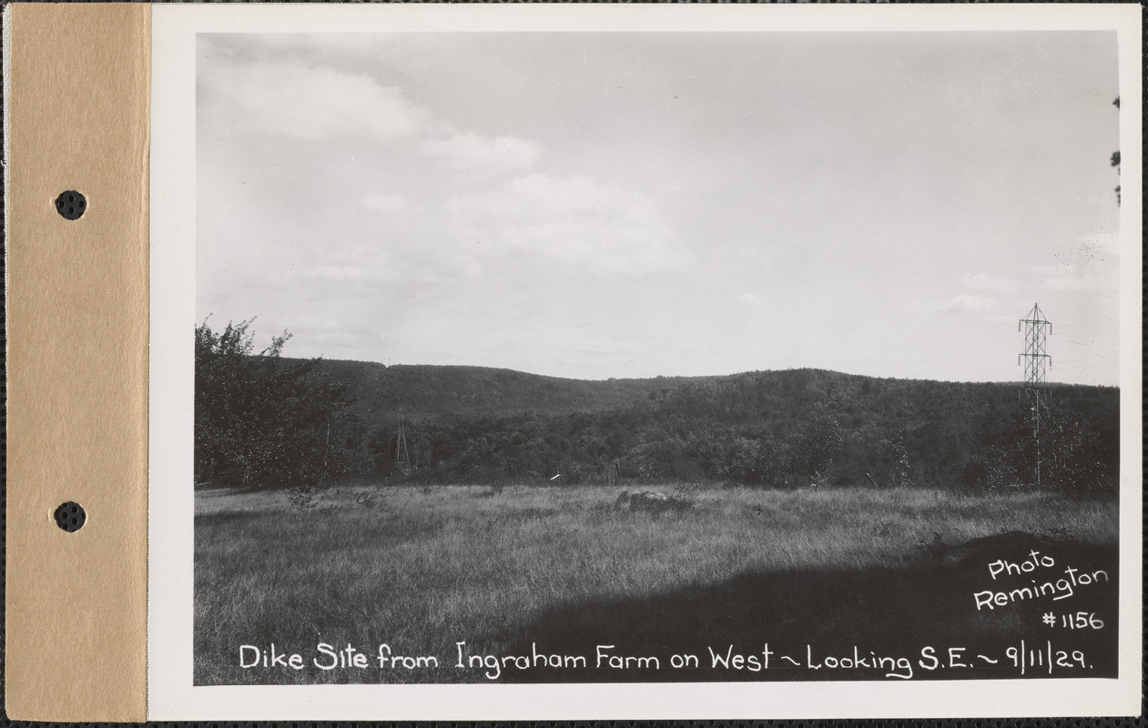 Dike site from Ingreham Farm on west, looking southeast, Quabbin Reservoir, Mass., Sep. 11, 1929