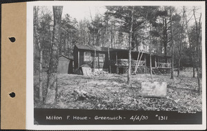 Milton F. Howe, cottage, garage, Train Pond, Greenwich, Mass., Apr. 4, 1930