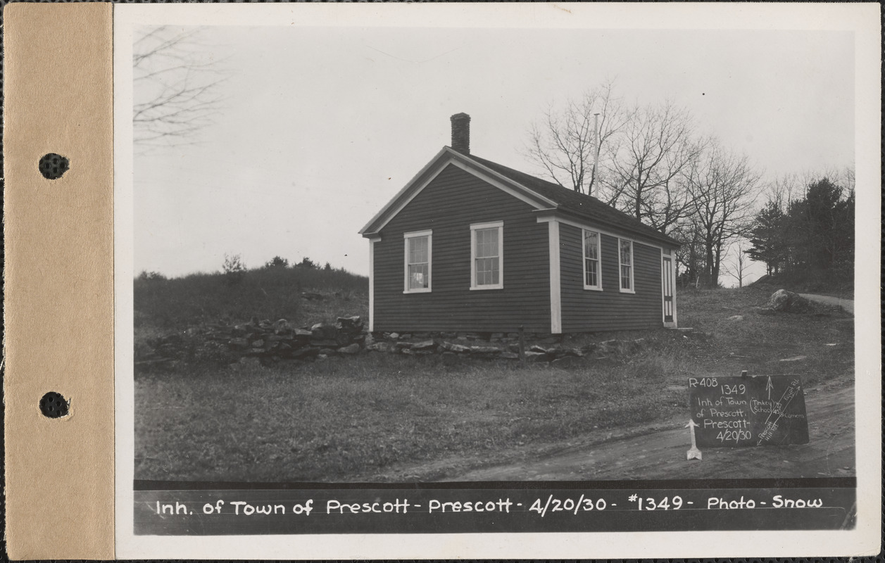 Inhabitants of the Town of Prescott, Tinkey Schoolhouse, Prescott, Mass., Apr. 21, 1930