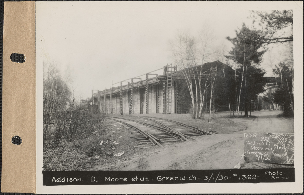 Addison D. Moore and wife, ice house, Greenwich, Mass., May 1, 1930