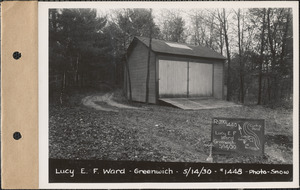 Lucy E. F. Ward, garage, Curtis Pond, Greenwich, Mass., May 14, 1930