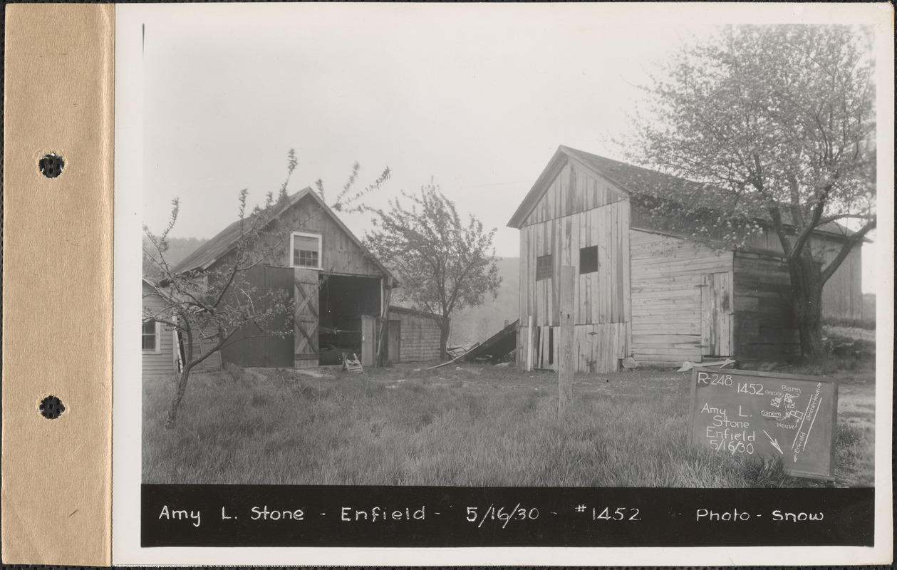 Amy L. Stone, barn, garage, Enfield, Mass., May 16, 1930