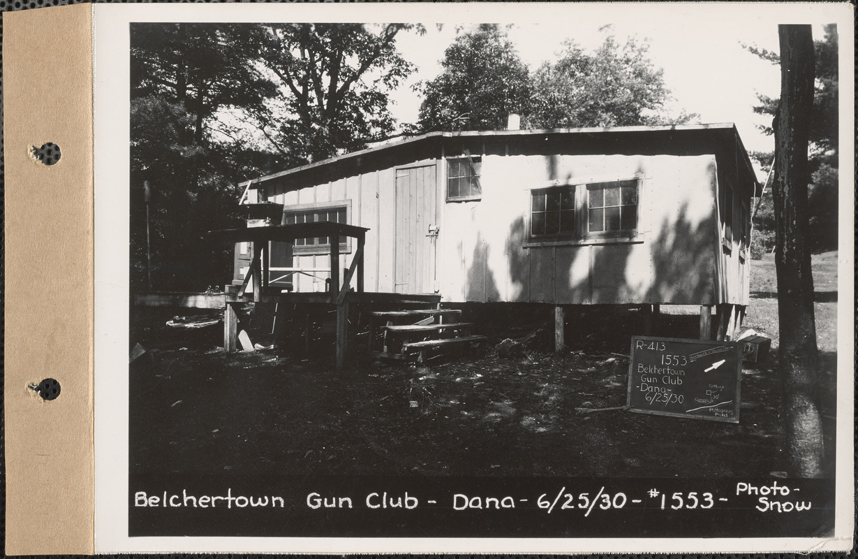 Belchertown Gun Club, cottage, Pottapaug Pond, Dana, Mass., June 25, 1930