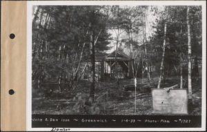 John A. Denison, shed and property line, Greenwich Lake, Greenwich, Mass., Jan. 4, 1933
