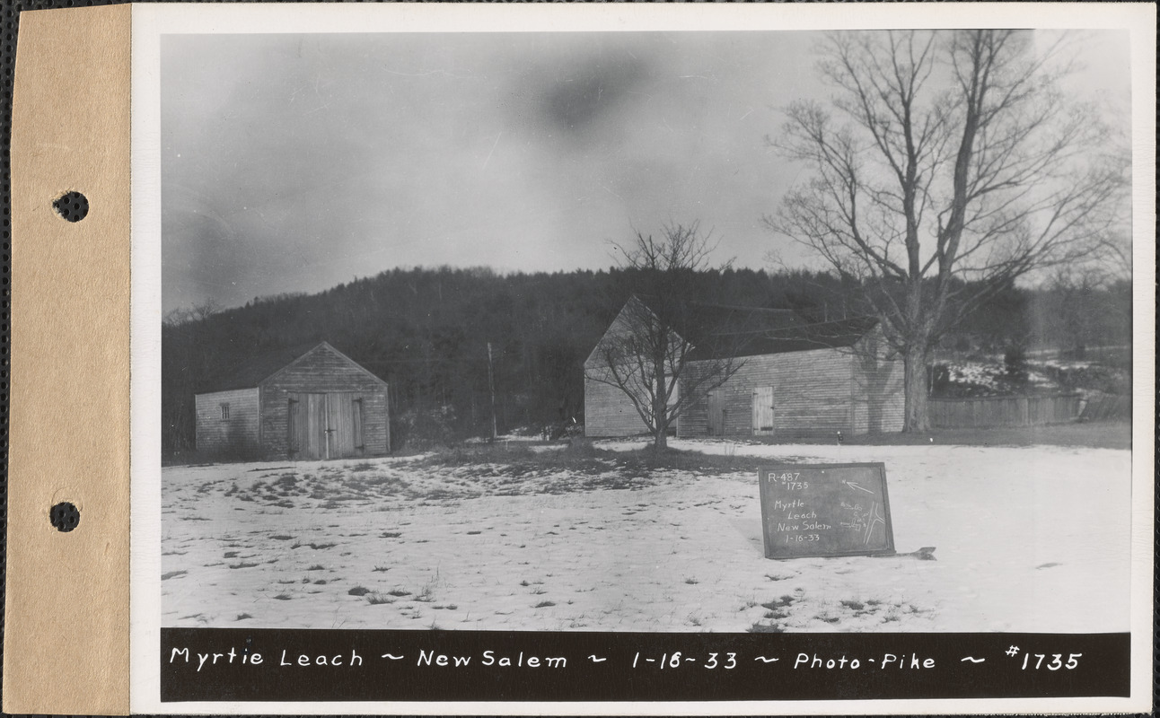 Myrtie Leach, barn and garage, New Salem, Mass., Jan. 16, 1933 Parcel