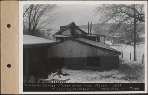 Coolbeth's Garage, looking southeast, taken after fire, Enfield, Mass., Mar. 7, 1933