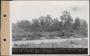 Justin L. Smith, east side of Enfield-Athol Road near railroad crossing, area in foreground cleared in fall of 1932, Greenwich, Mass., Sep. 8, 1933