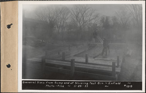 General view of sump end of sluicing test bin, Enfield, Mass., Nov. 24, 1933