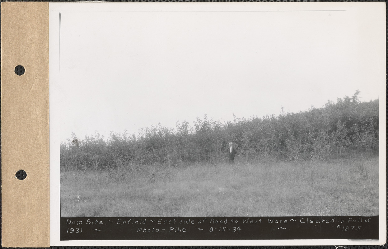 Dam site, east side of road to West Ware, cleared in fall of 1931, Enfield, Mass., Aug. 15, 1934