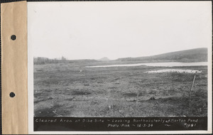 Cleared area at dike site, looking northeasterly at Morton Pond, Enfield, Mass., Dec. 3, 1934
