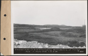 Cleared area at dike site, looking northwesterly at Morton Pond, Enfield, Mass., Dec. 3, 1934