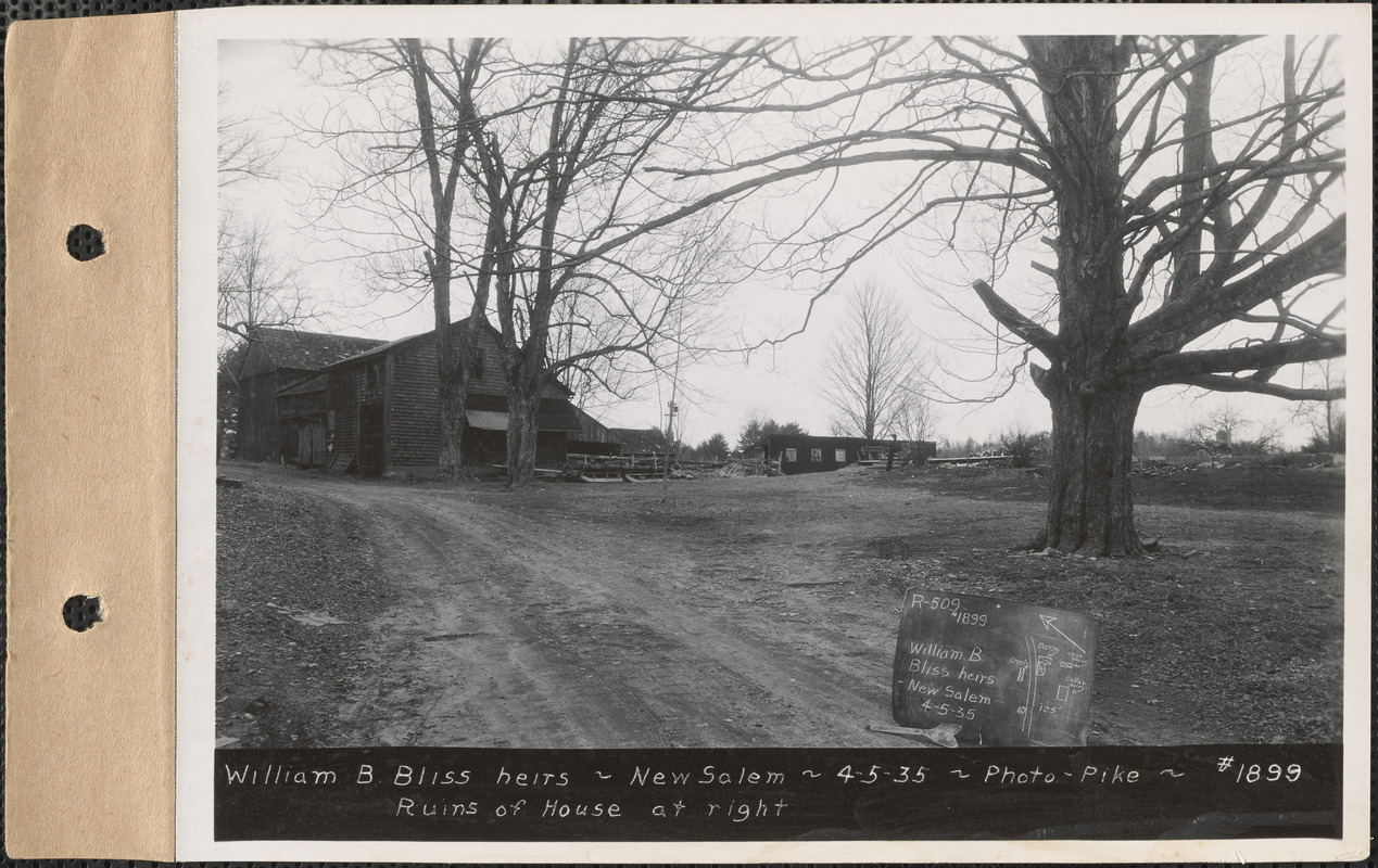 William B. Bliss heirs, barn, etc., ruins of house at right, New Salem, Mass., Apr. 5, 1935