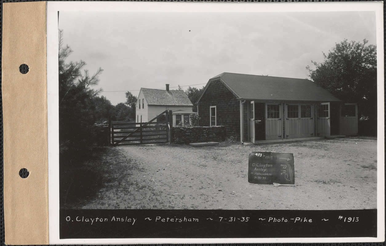 O. Clayton Ansley, garage and house, Petersham, Mass., July 31, 1935