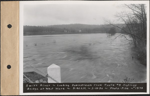 Swift River - downstream from Route #9 Highway bridge, flood photo, West Ware, Mass., Mar. 19, 1936
