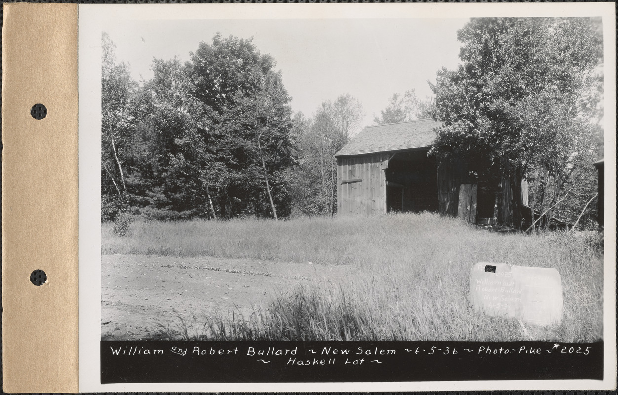 William and Robert Bullard, barn, Haskell Lot, New Salem, Mass., June 5, 1936