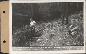 Showing ground surface at site of fatal accident, on July 16, 1936, to John Kelly, Project #74, Quabbin Reservoir site, Mass., July 21, 1936