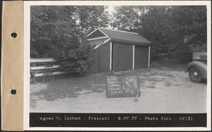 Agnes V. Latham, shed and henhouse, Prescott, Mass., Sep. 27, 1937
