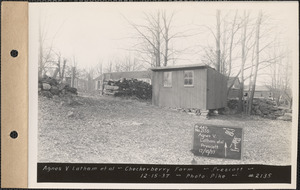Agnes V. Latham, Checkerberry Farm, storehouse and henhouses, Prescott, Mass., Dec. 15, 1937