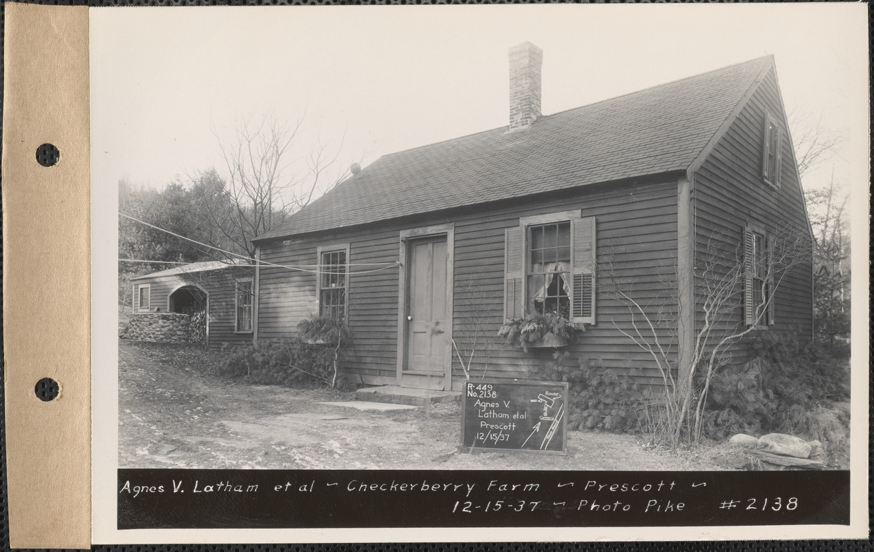 Agnes V. Latham, Checkerberry Farm, house, Prescott, Mass., Dec. 15, 1937