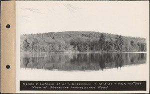 Agnes V. Latham et al., view of shoreline looking across pond, Curtis Pond, Greenwich, Mass., Dec. 3, 1937