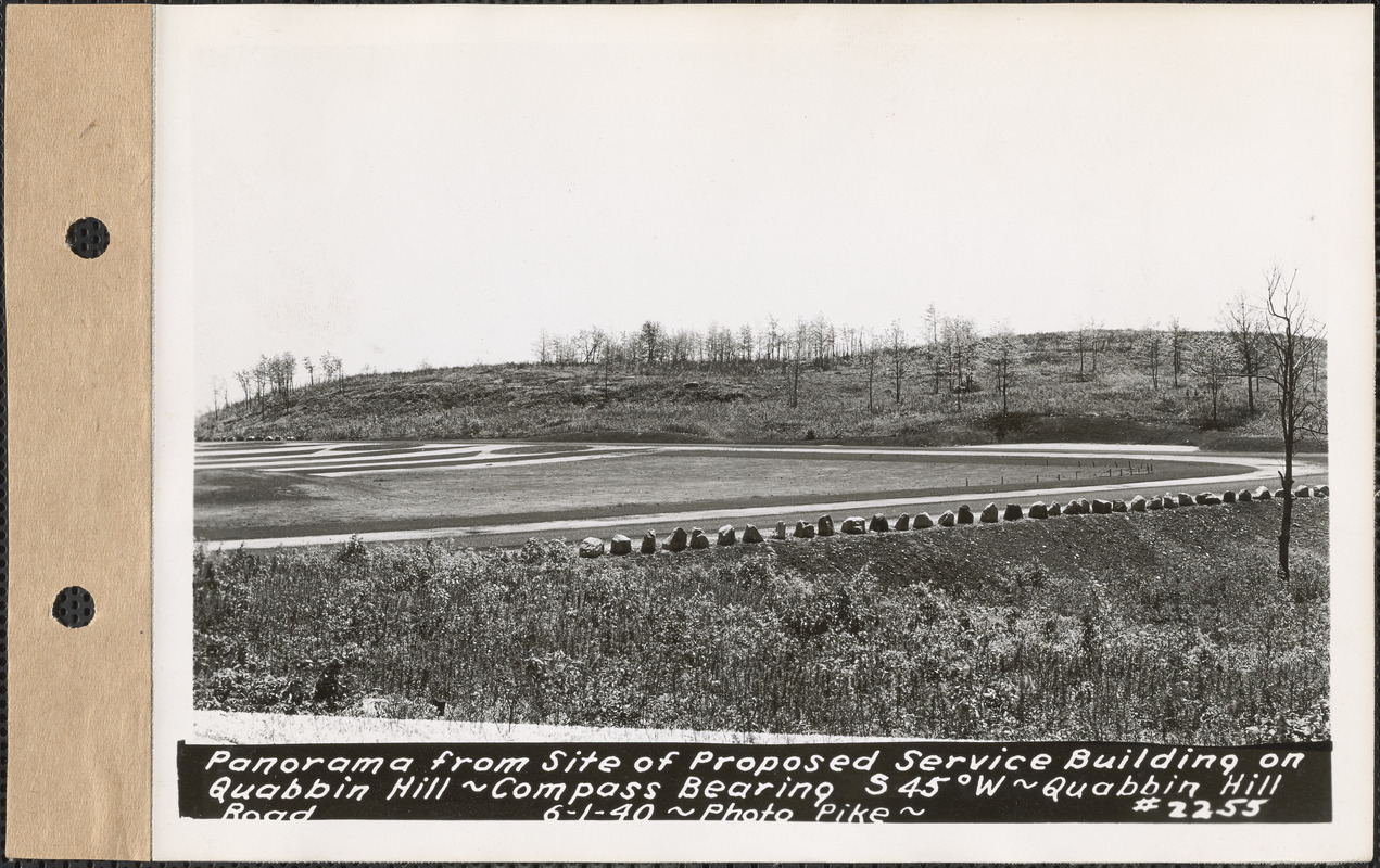 Panorama from site of proposed service building on Quabbin Hill, compass bearing S45°W, Quabbin Hill Road, Quabbin Reservoir, Mass., June 1, 1940