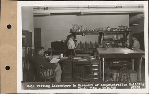 Soil testing laboratory in basement of Administration Building, Belchertown, Mass., Feb. 10, 1940