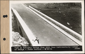 View of spillway bridge from hill near northwesterly corner of bridge, Quabbin Reservoir, Mass., June 12, 1941