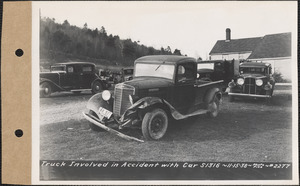 Truck involved in accident with car S1316, Quabbin Reservoir area, Mass., Nov. 15, 1938