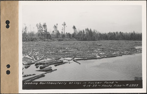 Looking northeasterly at logs in Hacker Pond, New Salem, Mass., Apr. 14, 1939