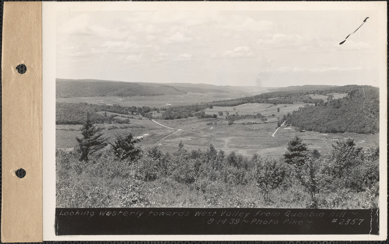 Looking westerly towards west valley from Quabbin Hill, Quabbin Reservoir, Mass., Aug. 14, 1939
