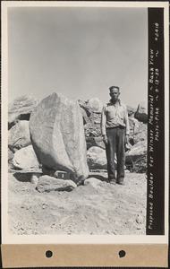 Proposed boulder for Winsor Memorial, back view, #1, Quabbin Reservoir, Mass., Sep. 13, 1939