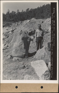 Proposed boulder for Winsor Memorial, face view, #1, Quabbin Reservoir, Mass., Sep. 13, 1939