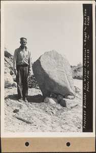 Proposed boulder for Winsor Memorial, right and back view, #1, Quabbin Reservoir, Mass., Sep. 13, 1939