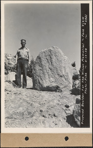 Proposed boulder for Winsor Memorial, face view, #2-1, Quabbin Reservoir, Mass., Sep. 13, 1939