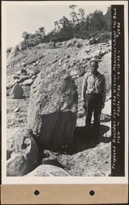 Proposed boulder for Winsor Memorial, right and back view, #2-2, Quabbin Reservoir, Mass., Sep. 13, 1939
