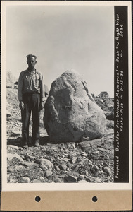 Proposed boulder for Winsor Memorial, back and right view, #3-2, Quabbin Reservoir, Mass., Sep. 13, 1939