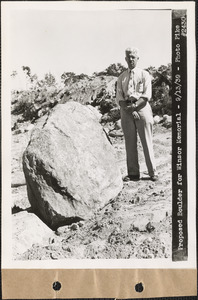 Proposed boulder for Winsor Memorial, Quabbin Reservoir, Mass., Sep. 13, 1939
