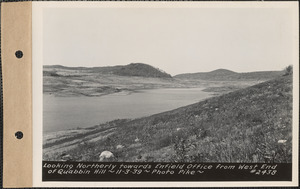 Looking northerly towards Enfield office from west end of Quabbin Hill, Quabbin Reservoir, Mass., Nov. 3, 1939