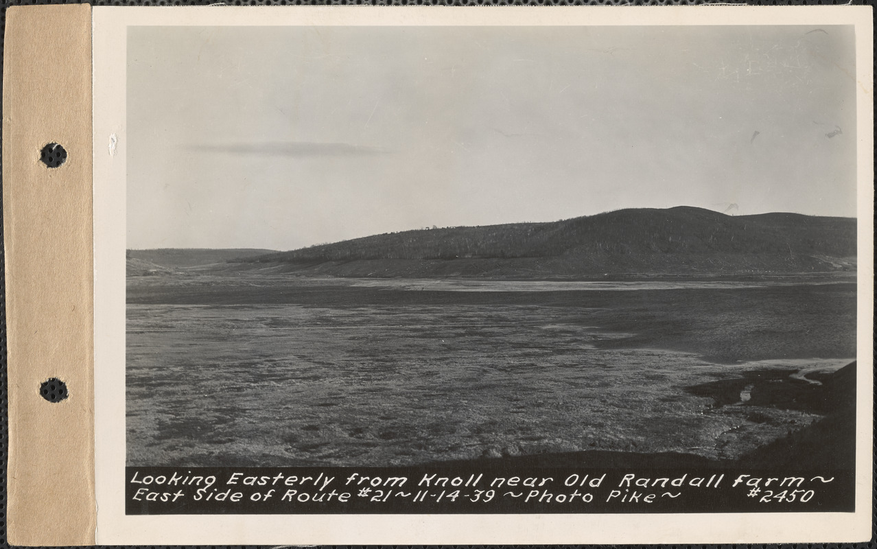 Looking easterly from knoll near Old Randall Farm, east side of Route #21, Quabbin Reservoir, Mass., Nov. 14, 1939