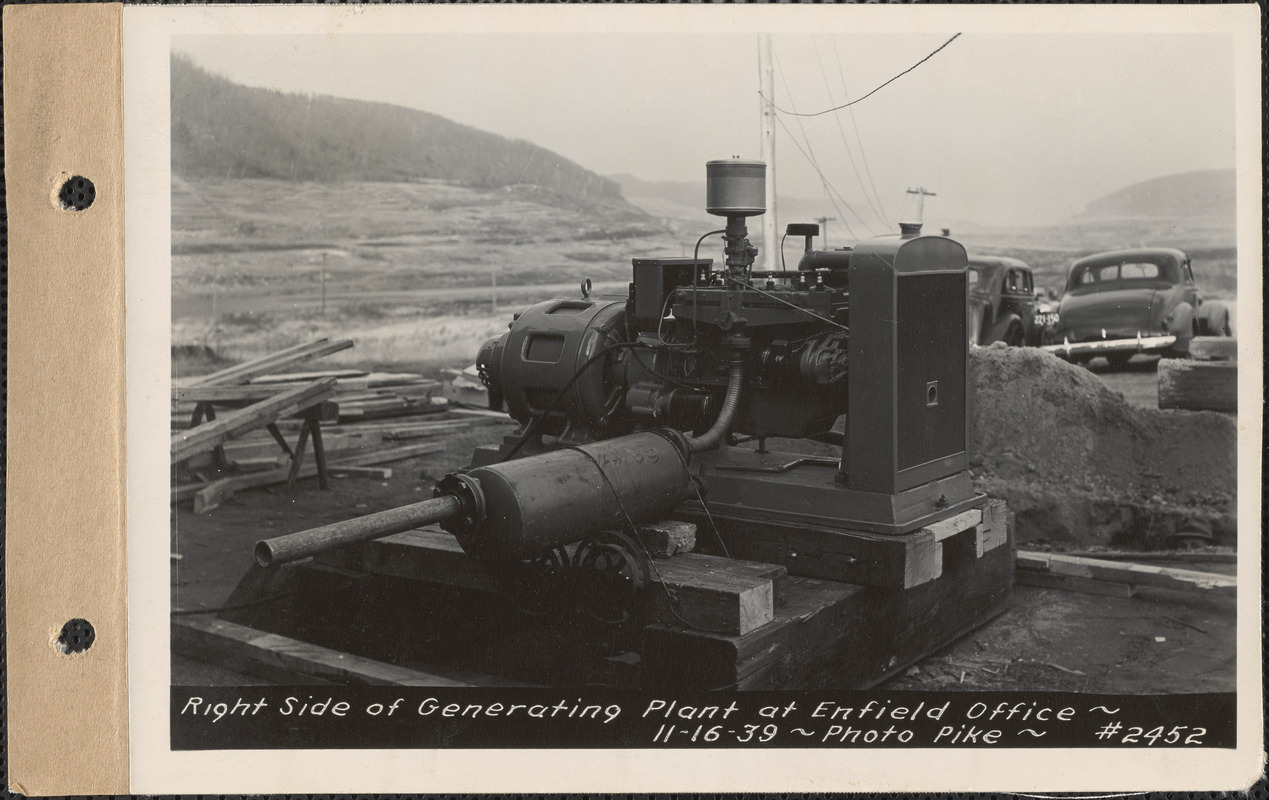 Right side of generating plant at Enfield office, Enfield, Mass., Nov. 16, 1939