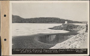 Crest of East Branch regulating dam, water elevation 530.98, Quabbin Reservoir, Mass., Apr. 5, 1940
