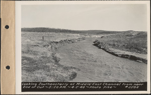 Looking southeasterly at channel between Middle Branch and East Branch of Swift River from near end of cut, Quabbin Reservoir, Mass., 3:50 PM, Apr. 5, 1940