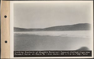 Looking easterly at Quabbin Reservoir towards Enfield from near Randall Farm on Route #21, water elevation 444, Quabbin Reservoir, Mass., Apr. 10, 1940