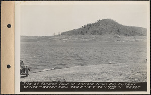 Site of former town of Enfield from old Enfield office, water elevation 459.6, Quabbin Reservoir, Mass., May 7, 1940