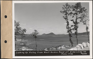 Looking up valley from west access road at dike, Quabbin Reservoir, Mass., June 20, 1940