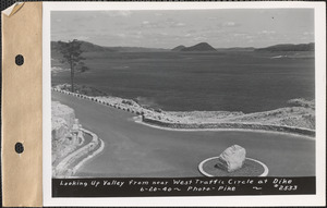 Looking up valley from near west traffic circle at dike, Quabbin Reservoir, Mass., June 20, 1940