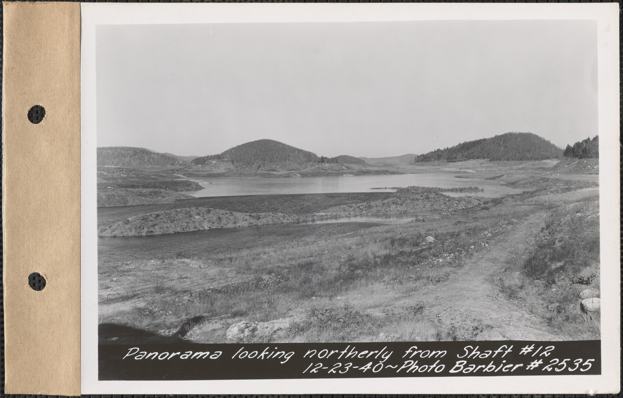 Panorama looking northerly from shaft #12, Quabbin Reservoir, Mass., Dec. 23, 1940