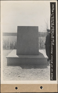 Close-up of Winsor Memorial, looking westerly, Quabbin Reservoir, Mass., Apr. 29, 1941